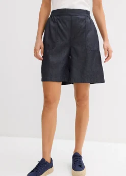 Femme bonprix Shorts|Pantalons|Short à taille élastiquée, avec du lin rafraîchissant