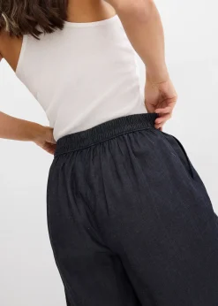 Femme bonprix Shorts|Pantalons|Short à taille élastiquée, avec du lin rafraîchissant