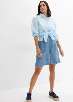 bonprix Short à taille élastiquée, avec du lin rafraîchissant|Femme Shorts|Pantalons