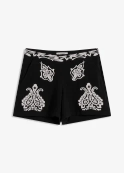 Femme bonprix Shorts|Pantalons|Short brodé en viscose mélangée