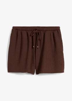 bonprix Short en crêpe texturé avec taille élastiquée|Femme Shorts|Pantalons