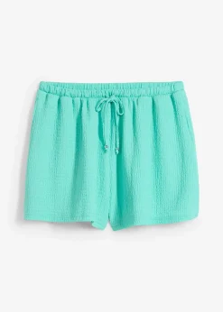 Femme bonprix Shorts|Pantalons|Short en crêpe texturé avec taille élastiquée