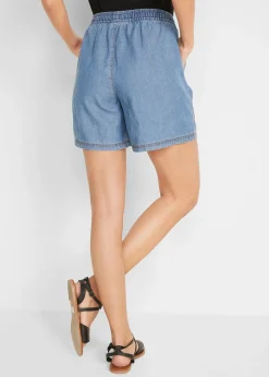 bonprix Short en denim léger avec du lin|Femme Shorts