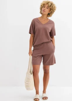 Femme bonprix Deux Pièces & Ensembles|Shorts|Short en fine maille avec taille élastiquée