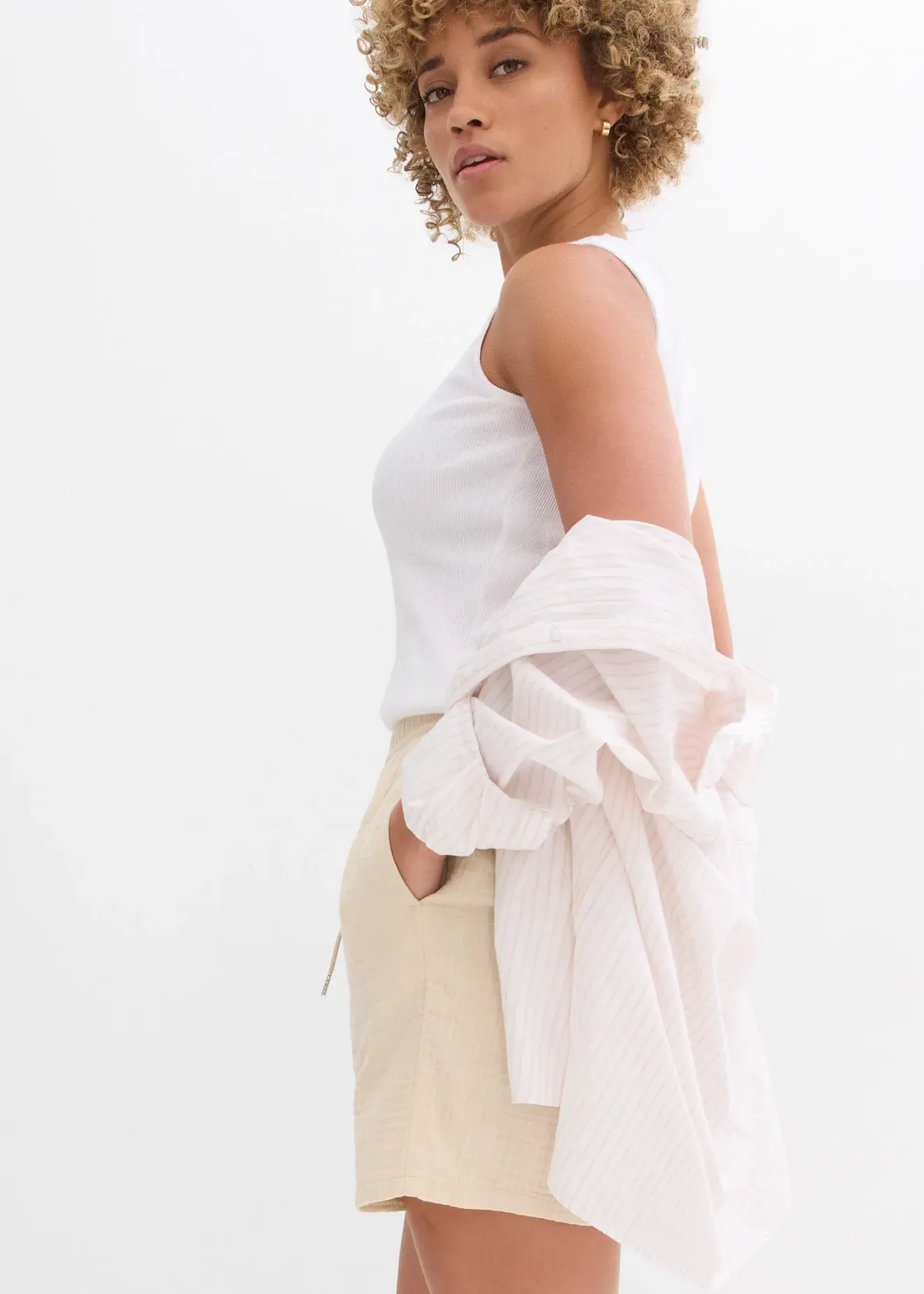 Femme bonprix Shorts|Pantalons|Short en gaze de coton