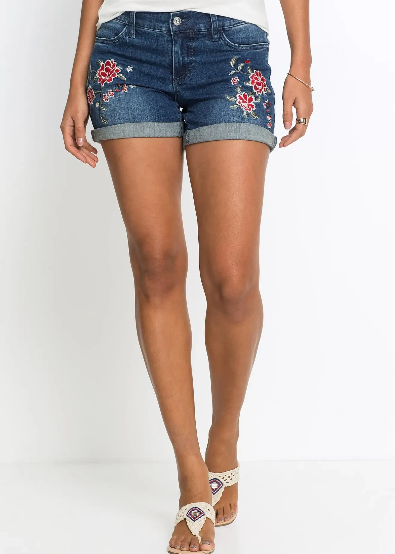 bonprix Short en jean brodé|Femme Shorts|Jeans
