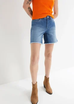 Femme bonprix Shorts|Jeans|Short en jean, taille mi-haute, extensible