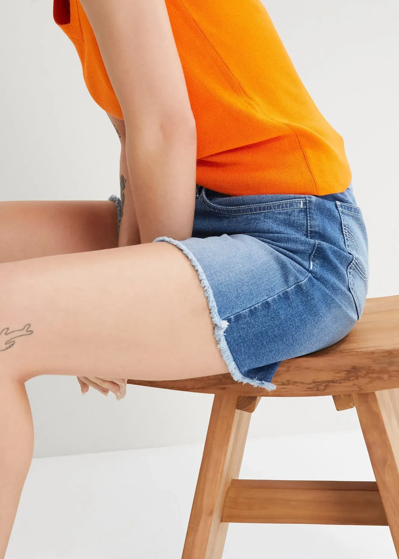 Femme bonprix Shorts|Jeans|Short en jean, taille mi-haute, extensible