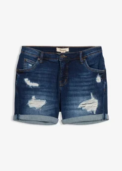 bonprix Short en jean taille mi-haute à effets déchirés|Femme Shorts|Jeans