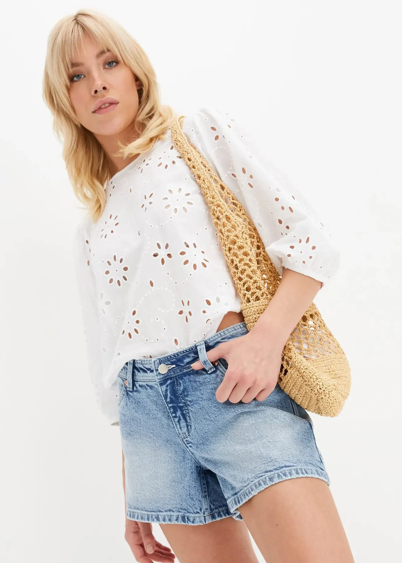 bonprix Short en jean, taille mi-haute|Femme Shorts|Jeans