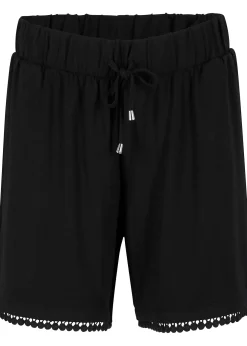 bonprix Short en jersey de viscose mélangée avec taille élastiquée et dentelle|Femme Shorts|Pantalons