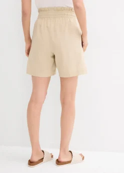Femme bonprix Shorts|Pantalons|Short en lin mélangé