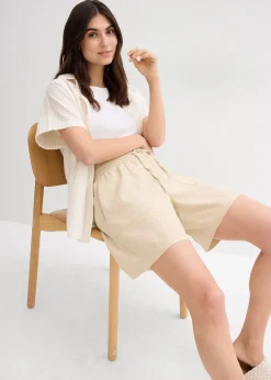 Femme bonprix Shorts|Pantalons|Short en lin mélangé