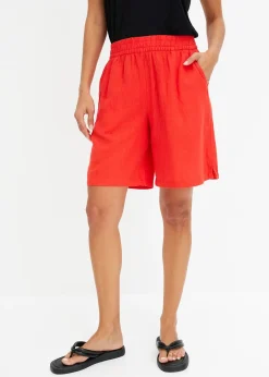 bonprix Short en lin mélangé avec taille élastiquée|Femme Shorts|Pantalons