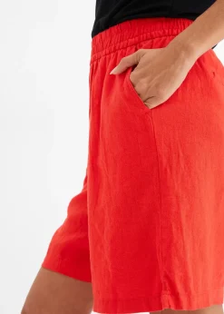 bonprix Short en lin mélangé avec taille élastiquée|Femme Shorts|Pantalons