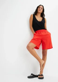 bonprix Short en lin mélangé avec taille élastiquée|Femme Shorts|Pantalons