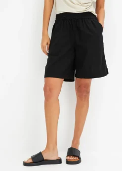 Femme bonprix Shorts|Pantalons|Short en lin mélangé avec taille élastiquée