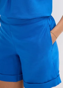 bonprix Short en lin mélangé, taille élastiquée|Femme Shorts|Pantalons