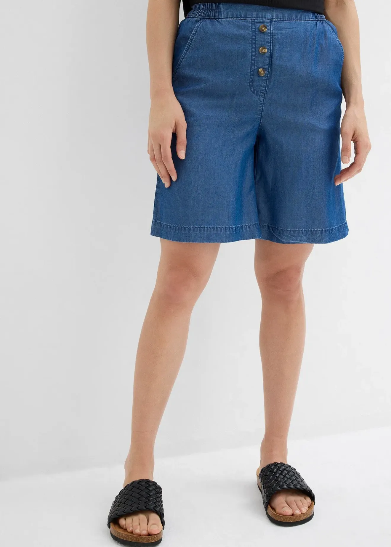 Femme bonprix Shorts|Pantalons|Short en Lyocell à taille élastiquée
