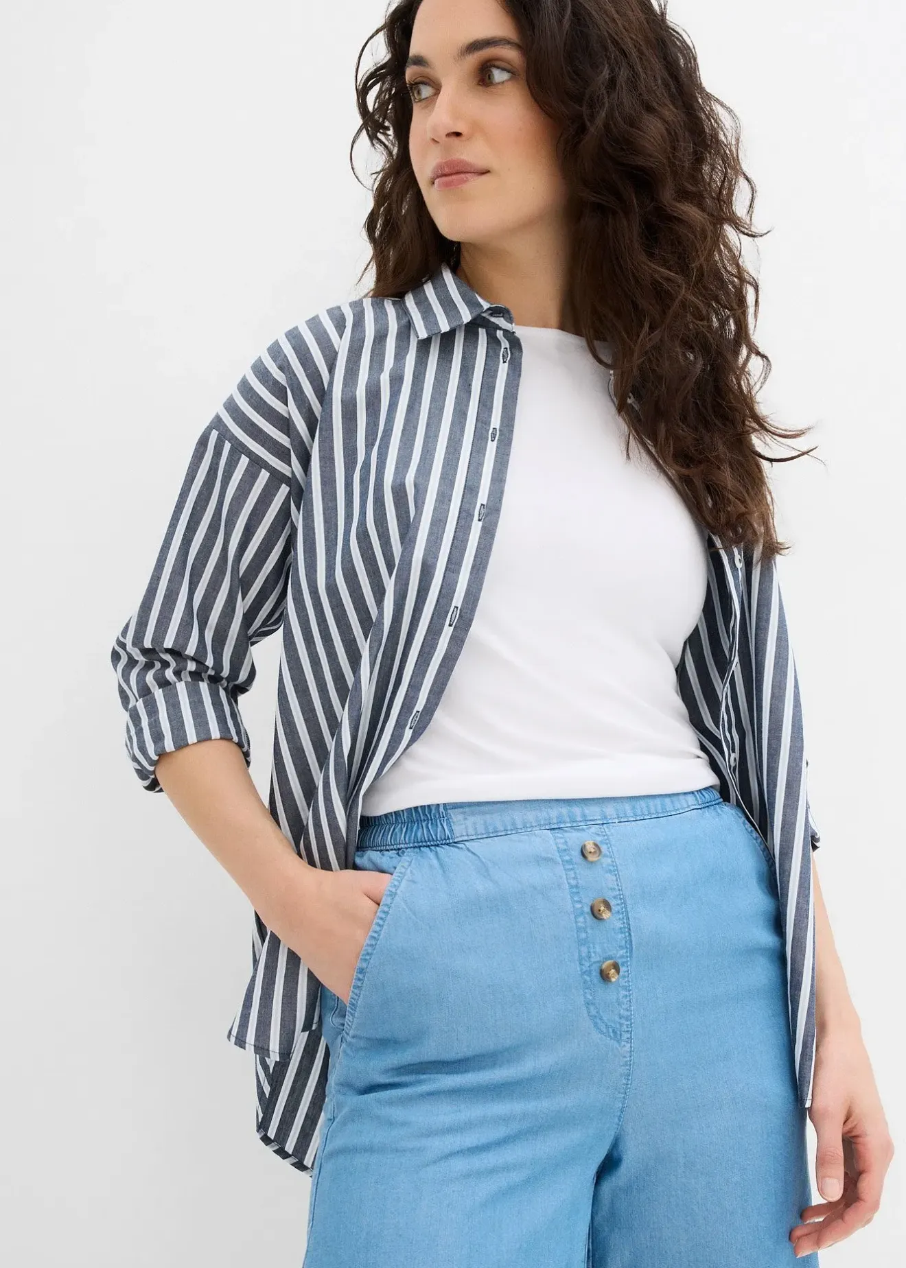 bonprix Short en Lyocell à taille élastiquée|Femme Shorts|Pantalons