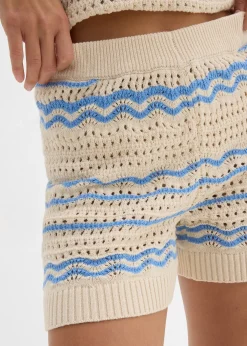 Femme bonprix Shorts|Pantalons|Short en maille aérienne coton et lin