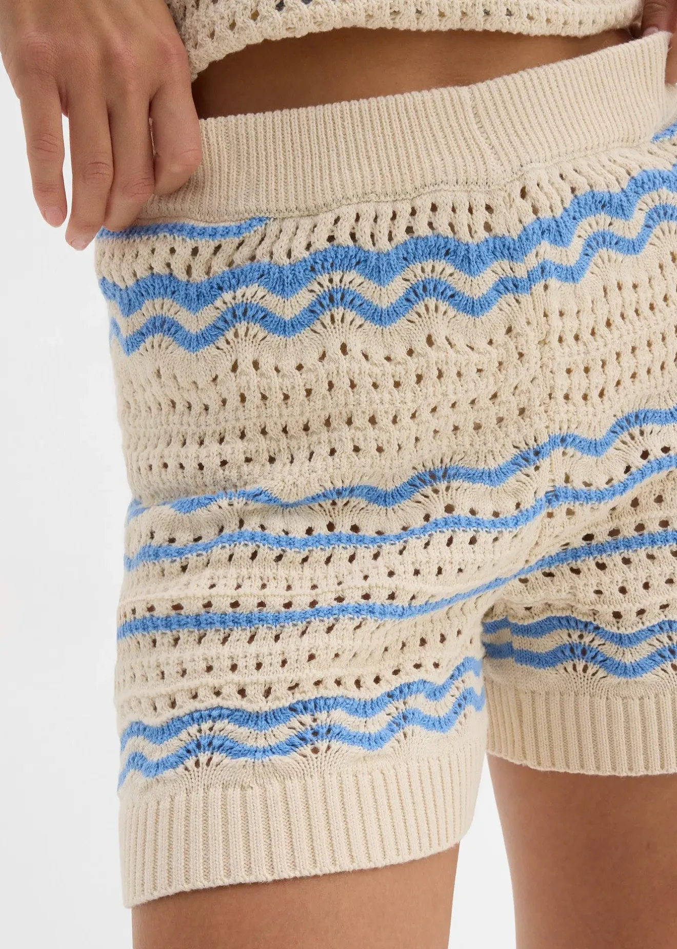 Femme bonprix Shorts|Pantalons|Short en maille aérienne coton et lin