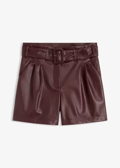 Femme bonprix Shorts|Pantalons|Short enduit avec ceinture