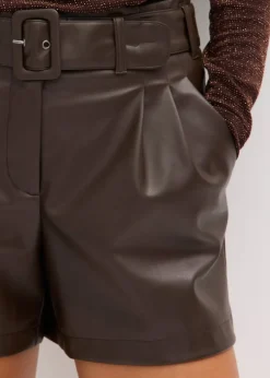 bonprix Short enduit avec ceinture|Femme Shorts|Pantalons