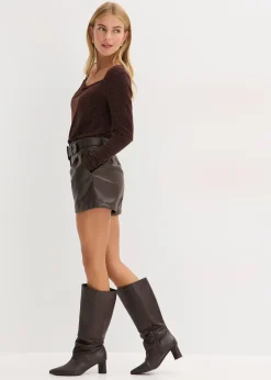 bonprix Short enduit avec ceinture|Femme Shorts|Pantalons