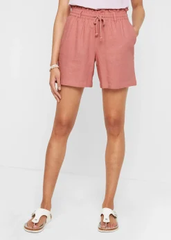 Femme bonprix Shorts|Pantalons|Short paper bag en lin mélangé