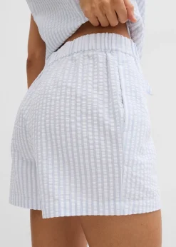 Femme bonprix Shorts|Pantalons|Short rayé taille élastiquée 100% coton