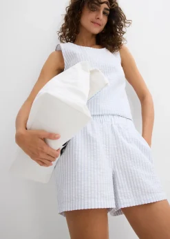 Femme bonprix Shorts|Pantalons|Short rayé taille élastiquée 100% coton