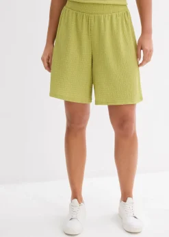 Femme bonprix Deux Pièces & Ensembles|Shorts|Short taille élastiquée en crêpe gaufré