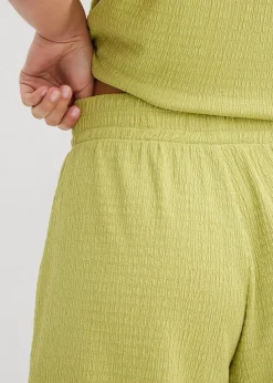 Femme bonprix Deux Pièces & Ensembles|Shorts|Short taille élastiquée en crêpe gaufré