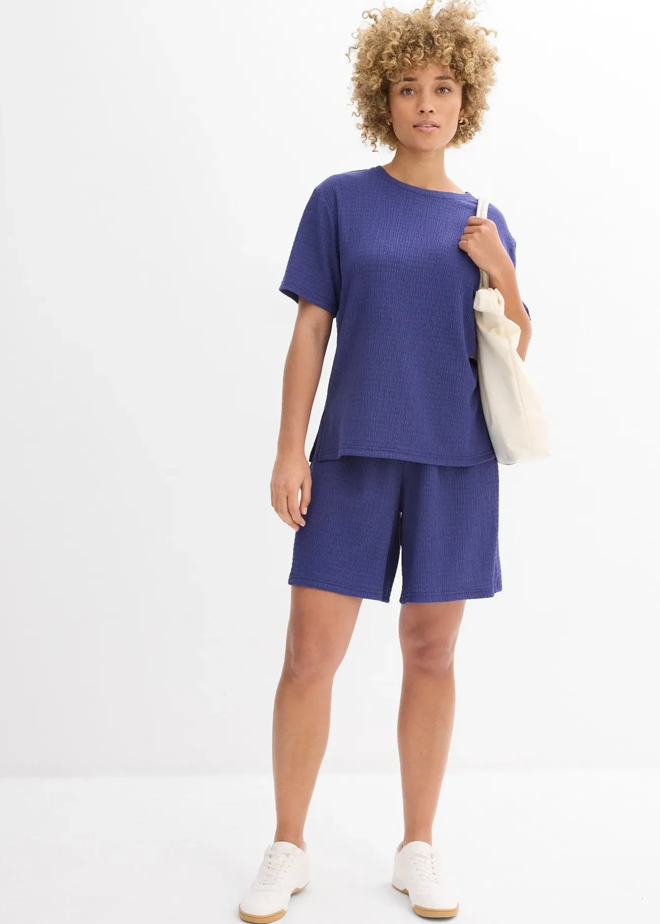 bonprix Short taille élastiquée en crêpe gaufré|Femme Deux Pièces & Ensembles|Shorts