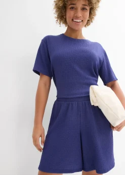 bonprix Short taille élastiquée en crêpe gaufré|Femme Deux Pièces & Ensembles|Shorts