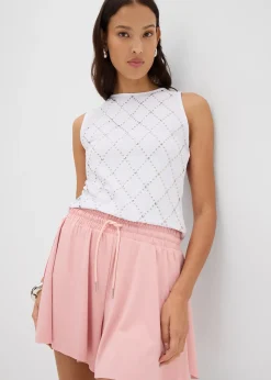 Femme bonprix Shorts|Pantalons|Short taille élastiquée esprit tennis