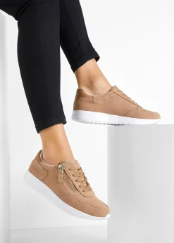 Femme bonprix Sneakers|Sneakers en cuir velours