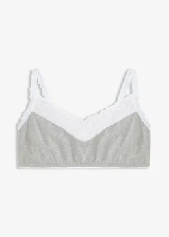 bonprix Soutien-gorge bralette sans armatures, coton et dentelle|Femme Lingerie Coton|Soutiens-Gorge