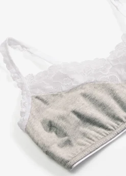 bonprix Soutien-gorge bralette sans armatures, coton et dentelle|Femme Lingerie Coton|Soutiens-Gorge