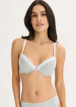 bonprix Soutien-gorge coton à coques, armatures et dentelle|Femme Lingerie Coton|Soutiens-Gorge
