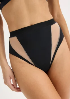 Femme bonprix Dessous|Bas|String taille haute à empiècement transparents