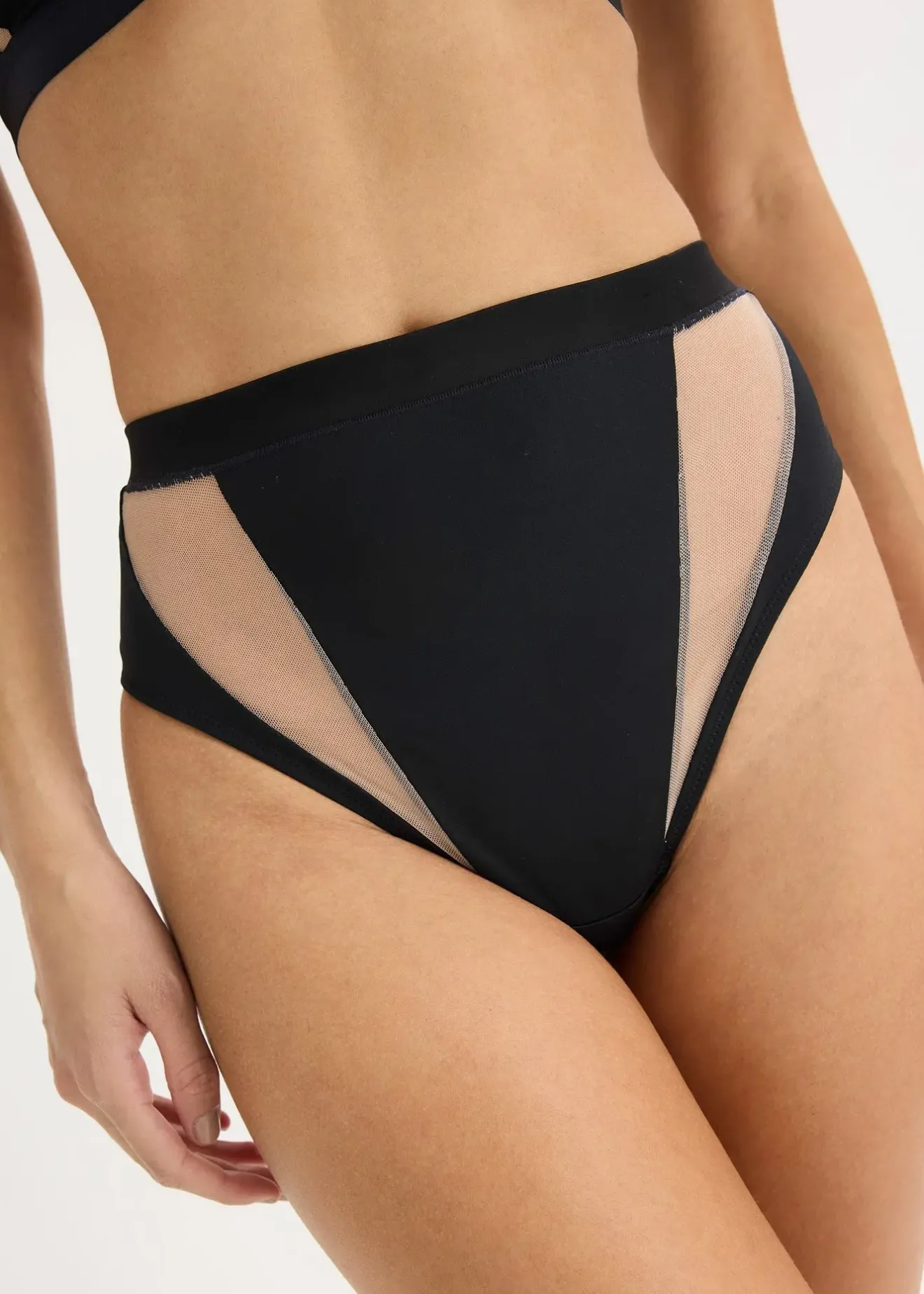 Femme bonprix Dessous|Bas|String taille haute à empiècement transparents
