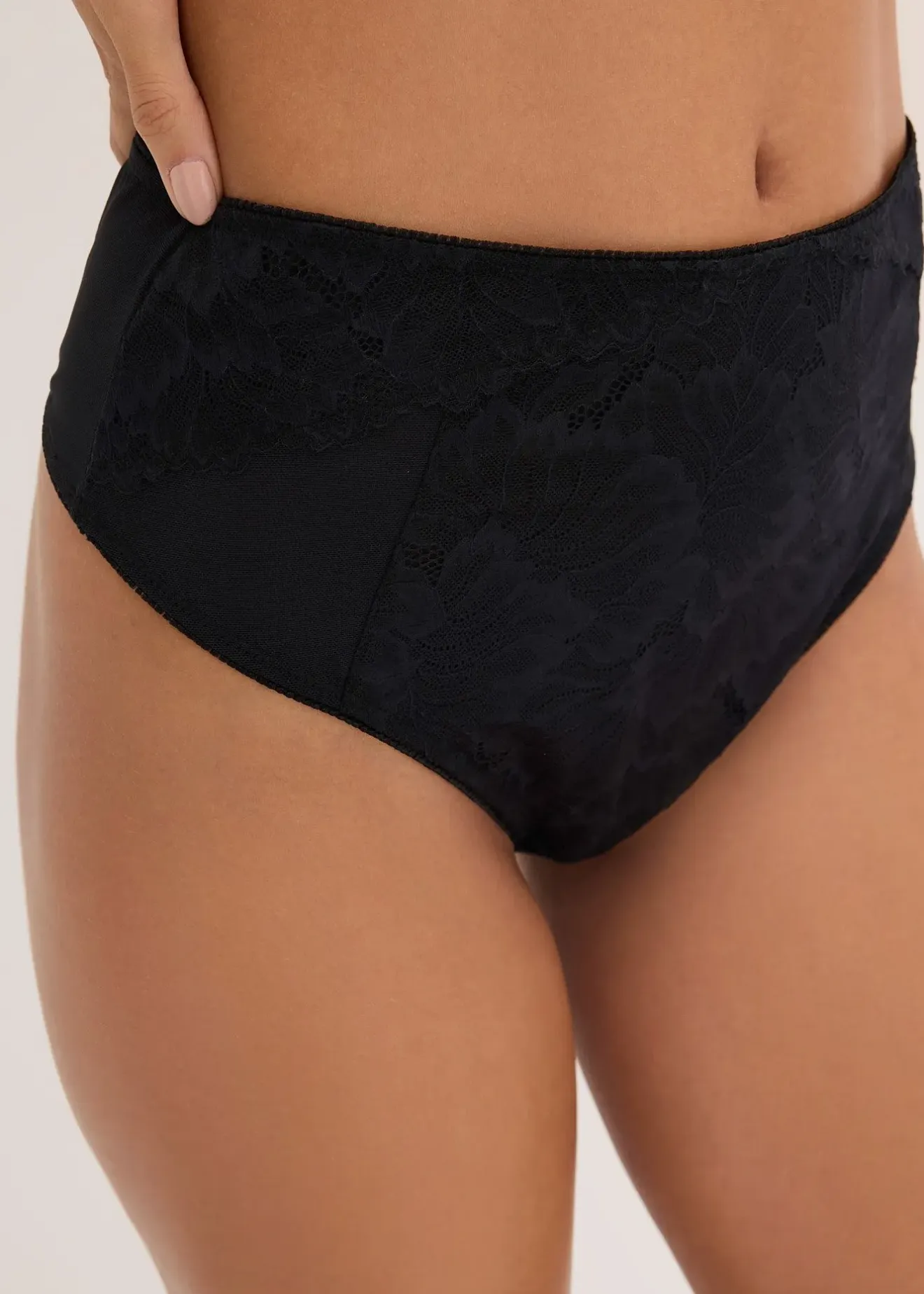 Femme bonprix Dessous|Bas|String taille haute avec dentelle