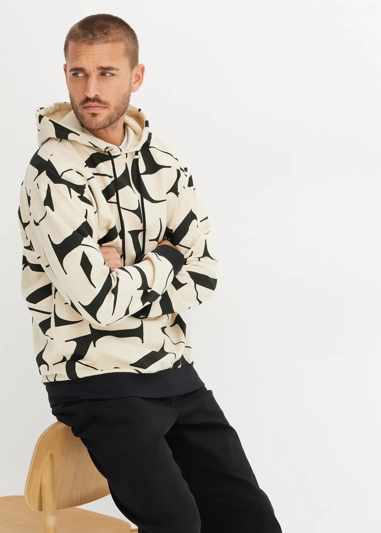 bonprix Sweat à capuche 100% coton, coupe loose|Homme Sweats