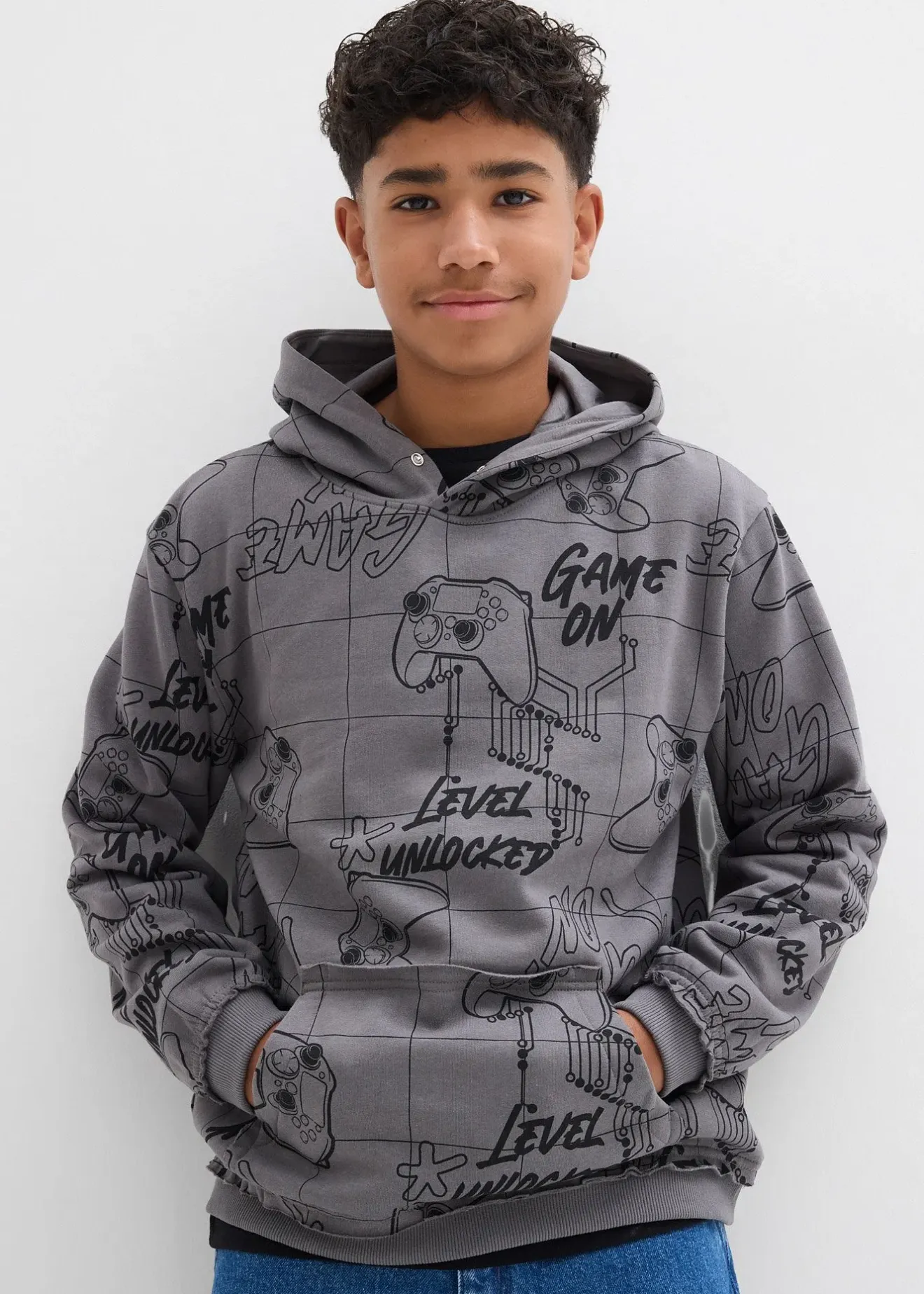 bonprix Sweat à capuche doux en coton mélangé|Enfant Vêtements Enfant|Garçons 9-16 Ans·Pulls & Sweats