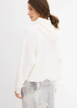 Femme bonprix Sweats|Sweat à capuche légèrement brillant en viscose mélangée