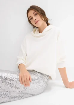 Femme bonprix Sweats|Sweat à capuche légèrement brillant en viscose mélangée