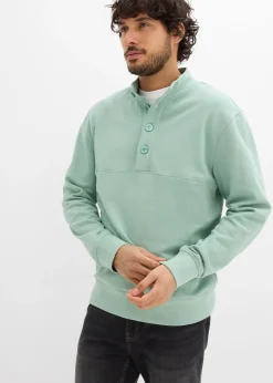 bonprix Sweat à col boutonné 100% coton|Homme Sweats