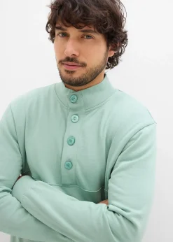 bonprix Sweat à col boutonné 100% coton|Homme Sweats
